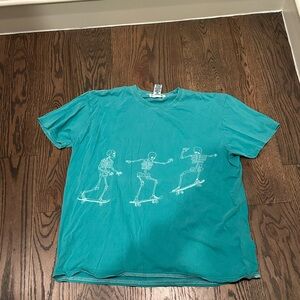 Urban Outfitters Teal Skeleton Skateboard Tee